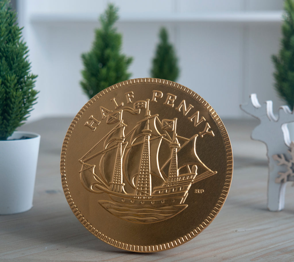 Milk chocolate coin in gold foil