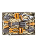 Gift box of miniature chocolate garden tools with orange handles. On a white background. 